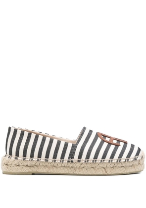 ANINE BING Paloma striped logo espadrilles - Black