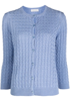 Le Tricot Perugia long-sleeve cable-knit cardigan - Blue