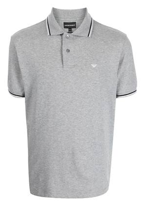 Emporio Armani logo-embroidered cotton polo shirt - Grey
