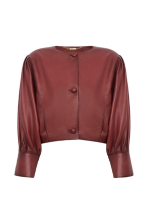 Chloé puff-sleeve leather jacket - Brown