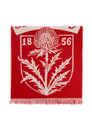 Burberry botanical-motif fringed scarf - Red