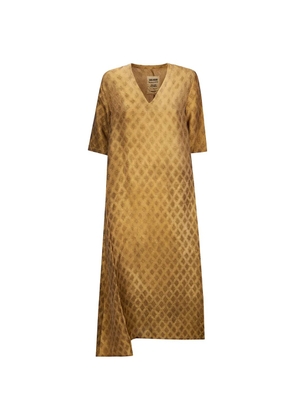 Uma Wang Apostle V-neck patterned midi dress - Brown