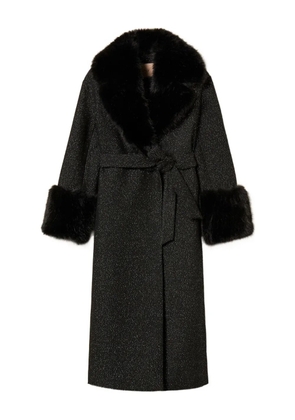 TWINSET faux-fur trimmed coat - Black