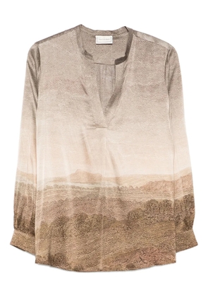 Pierre-Louis Mascia Adastrgum landscape-print silk top - Brown