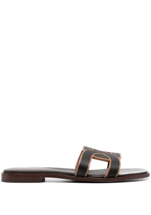 Tod's leather logo strap sandals - Black
