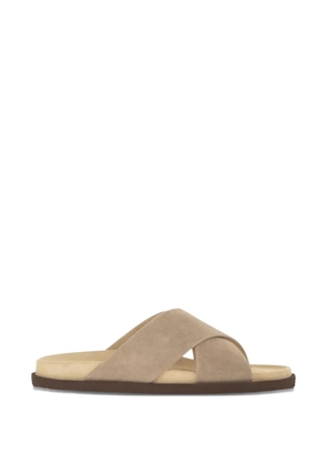 Brunello Cucinelli crossover-straps suede sandals - Neutrals