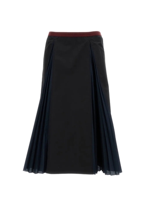 Plan C pleated A-line midi skirt - Black