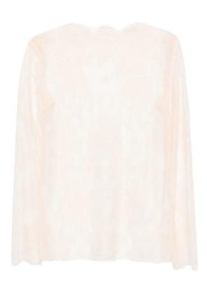 Alberta Ferretti lace-trimmed long-sleeve top - Pink