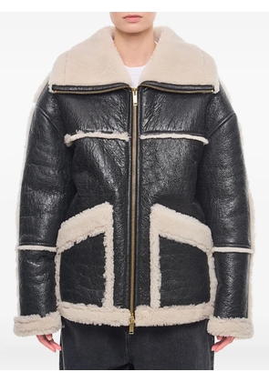 Halfboy leather panelled shearling jacket - Black