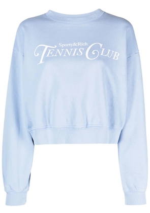 Sporty & Rich slogan-print cropped sweatshirt - Blue