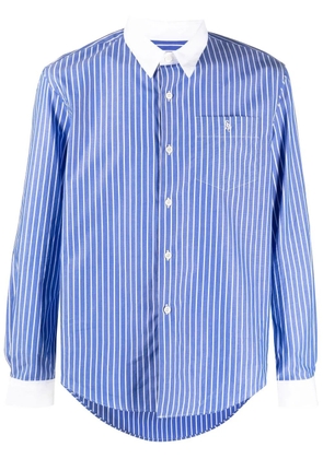 Sporty & Rich logo-embroidered stripe-print shirt - Blue