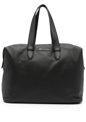 Brioni logo-patch leather luggage - Black