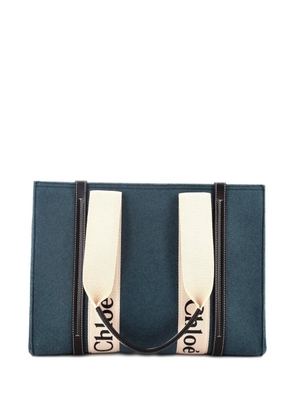 Chloé Pre-Owned Woody Recycled Felt with Leather and Canvas Large tote bag - Green