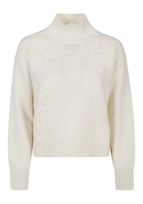 ERMANNO FIRENZE floral-embroidered high-neck sweater - Neutrals