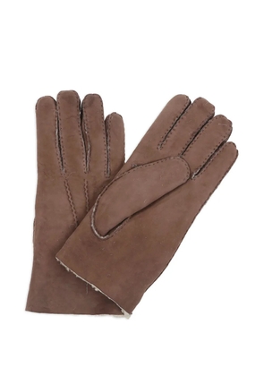 Eleventy leather shearling gloves - Brown