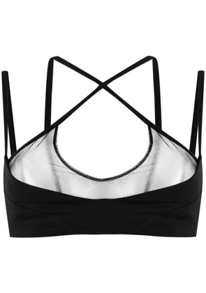 The Attico mesh-panel criss-cross bralette top - Black