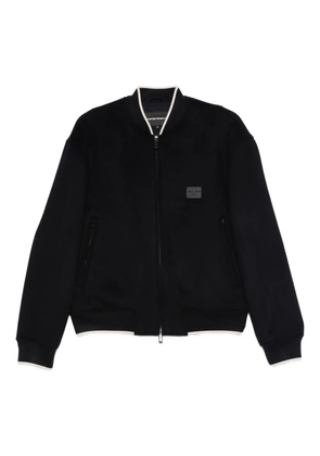 Emporio Armani logo-patch bomber jacket - Blue