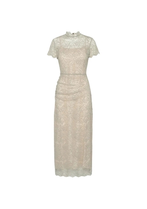 ROTATE BIRGER CHRISTENSEN lace ruched midi dress - Neutrals