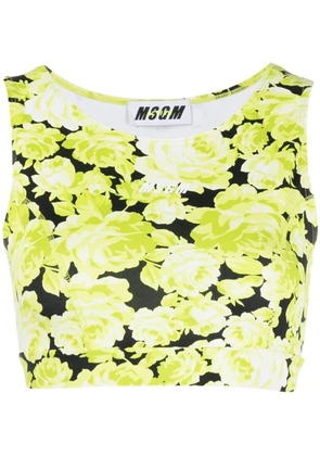 MSGM floral-print cropped vest - Green