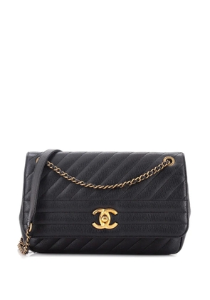 CHANEL Pre-Owned CC Flap Bag Diagonal Quilted Goatskin Medium shoulder bag - Black