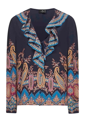 ETRO paisley-print ruffled top - Blue