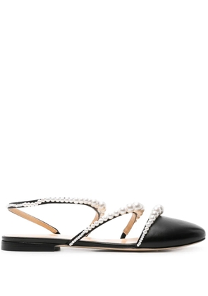 MACH & MACH pearl-embellished leather ballerina shoes - Black