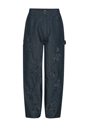 ROTATE BIRGER CHRISTENSEN rose-embroidery five-pocket jeans - Blue