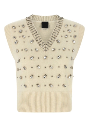 PINKO crystal-embellished V-neck vest - Neutrals