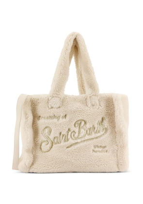 MC2 Saint Barth Colette teddy-texture logo-embroidered shoulder bag - Neutrals
