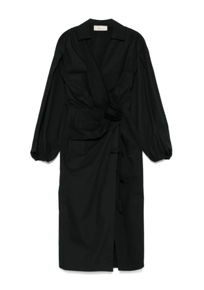 Blumarine floral-appliqué midi dress - Black
