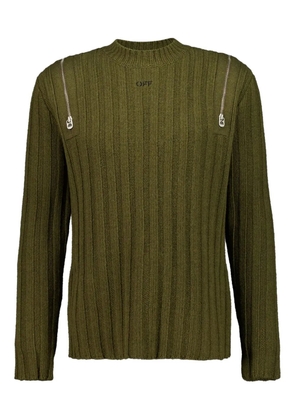 Off-White ribbed zip-detail jumper - Green