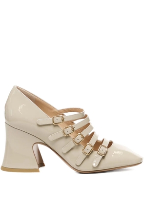 Chloé 80mm Janis buckle-fastening flared-heel pumps - Neutrals
