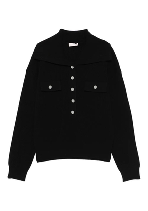 LIU JO ribbed collar button sweater - Black