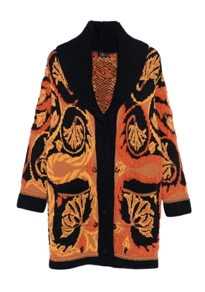 ETRO floral-pattern shawl-collar cardigan - Orange