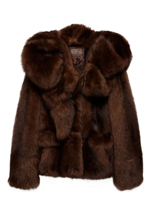 Prada hooded shearling jacket - Brown