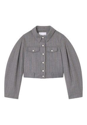 GANNI pinstripe puff-sleeve jacket - Grey