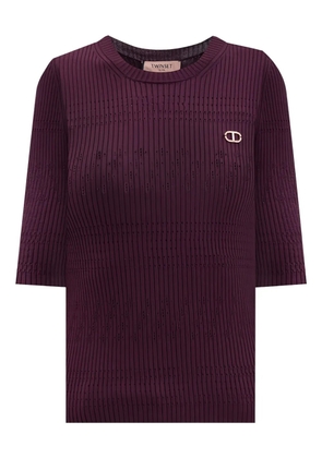 TWINSET ribbed logo-plaque jumper - Red