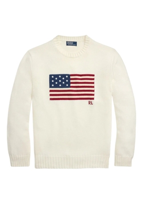 Polo Ralph Lauren flag-motif crew-neck sweater - White
