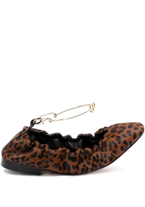 TWINSET leopard-print chain-embellished ballet flats - Brown