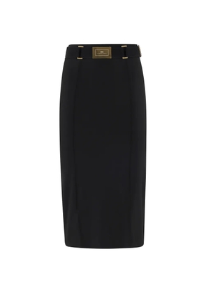 Elisabetta Franchi logo-detail midi skirt - Black