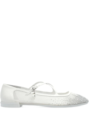 Jimmy Choo crystal-embellished flat pumps - White