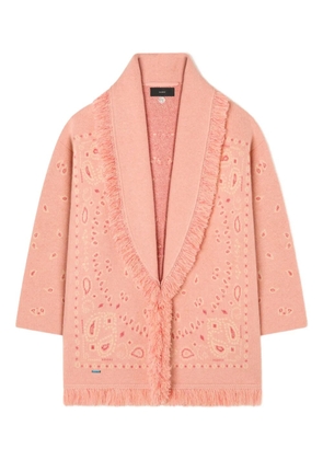 Alanui Bandana jacquard fringed cardigan - Pink