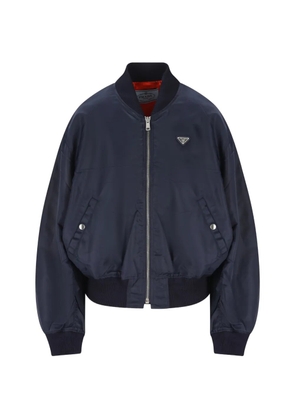 Prada logo-plaque bomber jacket - Blue