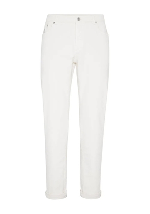 Brunello Cucinelli logo-patch jeans - White