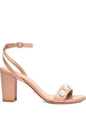Stuart Weitzman 80mm Nearlybare portia pearl-embellished sandals - Neutrals