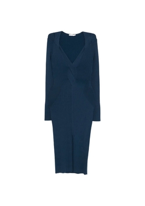 Patrizia Pepe crossover knit midi dress - Blue