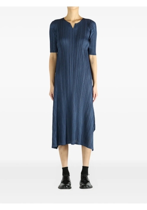 Pleats Please Issey Miyake Pleated short-sleeve dress - Blue