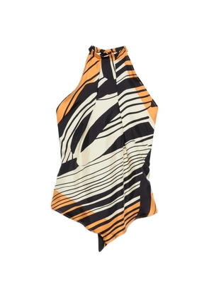 Raquel Diniz Lea halterneck striped top - Black