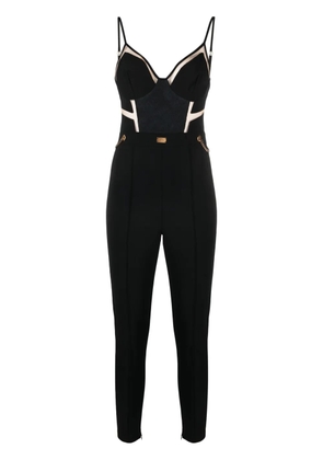Elisabetta Franchi tulle-inserts bustier jumpsuit - Black
