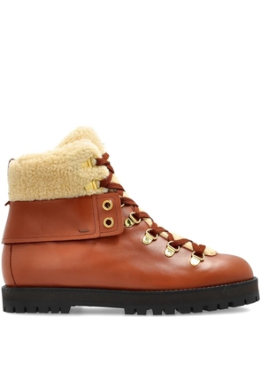 Odissì Heidi lace-up shearling hiking boots - Brown